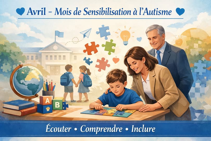 💙 Avril – Mois de Sensibilisation à l’Autisme 💙

En ce mois d’avril, dédié à la sensibilisation à l’autisme, nous réaffirmons notre engagement en faveur d’une éducation inclusive, respectueuse et a...