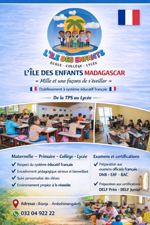 🎒📚 OUVERTURE DES INSCRIPTIONS – ANNÉE SCOLAIRE 2026-2026

Établissement à système éducatif français

🧒 TPS & PS
📅 Inscriptions ouvertes à partir du mois de février 2026

👦👧 Autres niveaux (maternel...